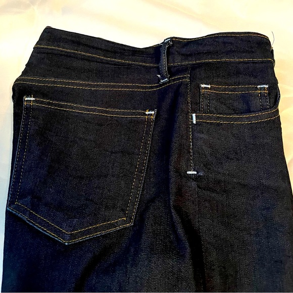 Blue Delta Custom Stretch Denim Womens Skinny Jeans 31.5 W Distressed Knee Dark - Picture 8 of 14